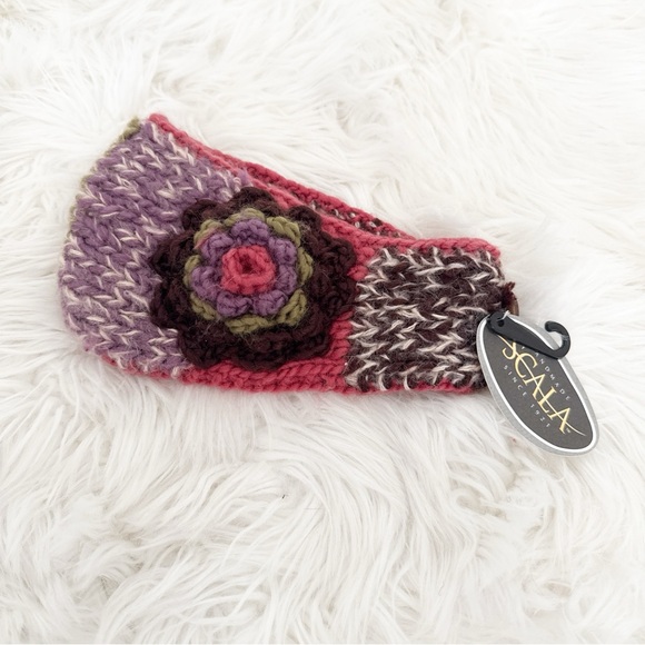 Scala Women's Colorful Knit Flower Headband - Picture 1 of 3